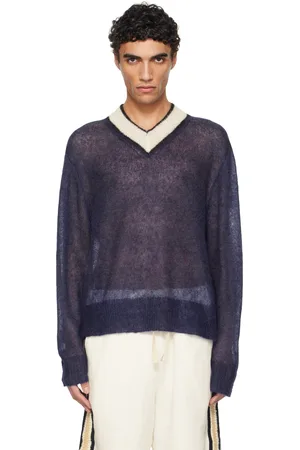 COMMAS Navy Mohair V Neck Sweater
