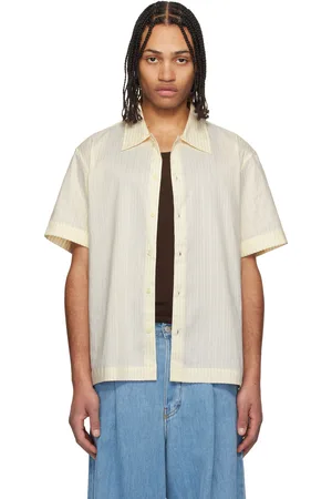 DUNST Off-White Collared Striped Shirt