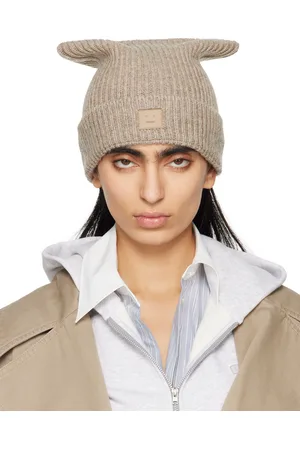 Acne Studios Beige Face Logo Square Beanie