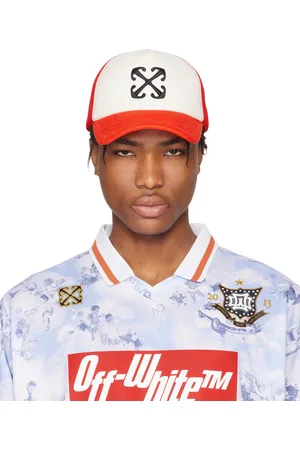 OFF-WHITE Red & White Arrow Trucker Cap