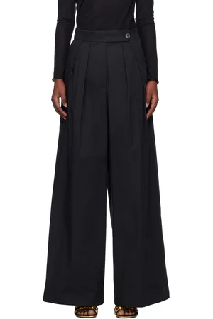 DRIES VAN NOTEN Black Wide Pleated Trousers