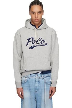 Ralph Lauren Gray Logo Double-Knit Hoodie