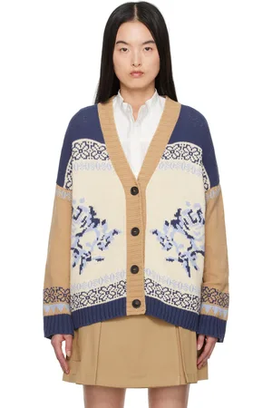 Max Mara Blue & Beige Henry Cardigan