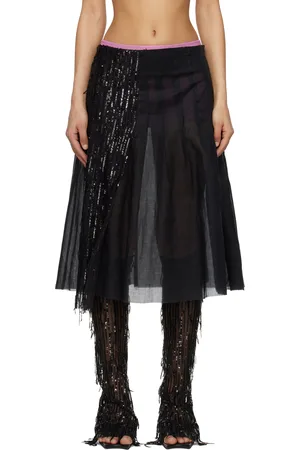 Edward Cuming Black Dripping Pleat Around Midi Skirt