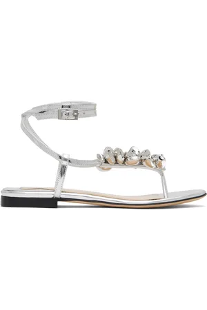 Mach & Mach Puffy Heart Mirror Leather Thong Sandals