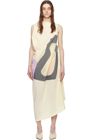 Issey Miyake Off-White Graphic Midi Dress