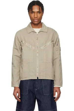 C.P. Company Beige Cotton Linen Full Zip Overshirt