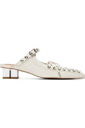 Ganni Off-White Lace-Up Mules