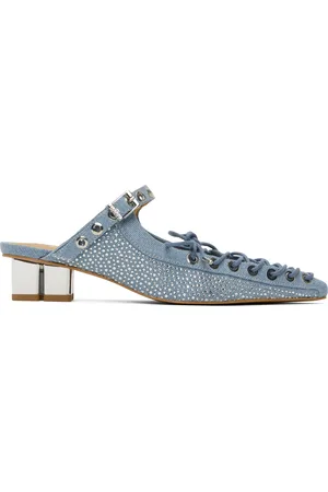 Ganni Blue Lace-Up Denim Mules