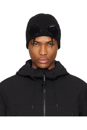 C.P. Company Black Cotton Goggle Beanie