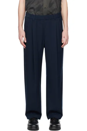 DIME Navy Pleated Twill Trousers