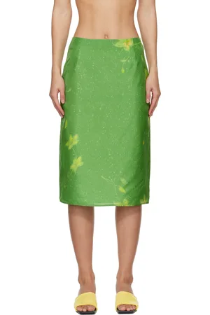AO Yes Green Layered Print Midi Skirt