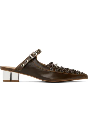 Ganni Brown Oleatex Lace-Up Mules