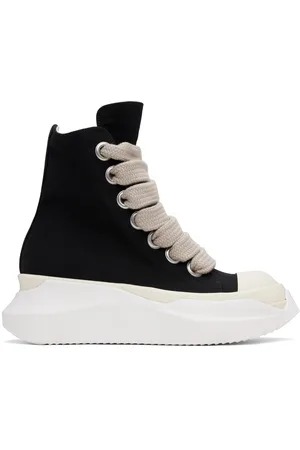 Rick Owens Black Hollywood Jumbo Laces Abstract Sneaks Sneakers