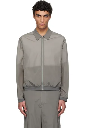 AMOMENTO Gray Sheer Zip-Up Shirt