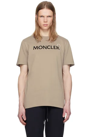 Moncler Beige Flocked Logo Cotton T-shirt