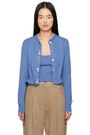 THE ELDER STATESMAN Blue Nora Lite Crew Cardigan