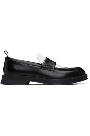 HUGO BOSS Black & White Faux-Leather Penny Loafers