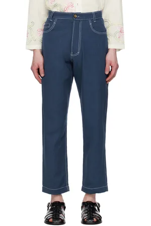 HARAGO Blue Double Stitch Trousers