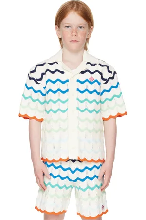 Casablanca Kids Off-White Gradient Wave Crochet Shirt