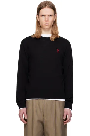Ami Black Wool Ami de Coeur Crew Neck Sweater