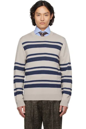 Paul Smith Taupe Raised Stripe Merino Wool Sweater