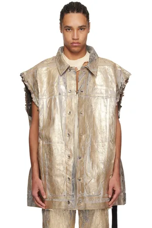 Rick Owens Gold Hollywood Jumbo Worker Denim Vest