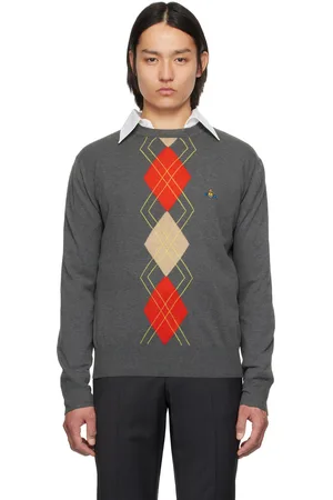 Vivienne Westwood Gray Argyle Round Neck Sweater