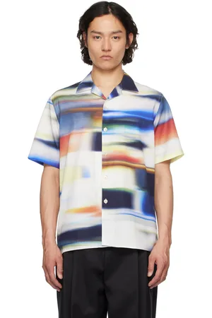 Paul Smith Off-White & Blue Motion Blur Short-Sleeve Shirt