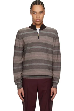 Paul Smith Brown Hazy Stripe Zip Sweater