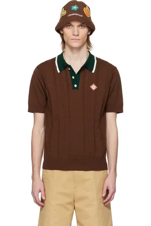 Casablanca Brown Cable Knit Oversized Polo