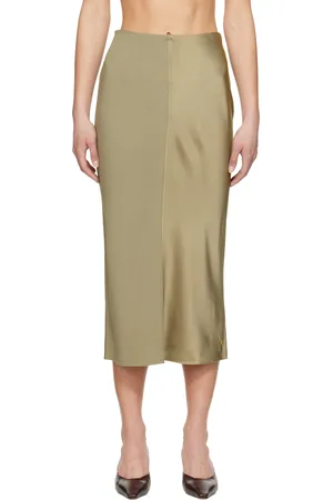 Ami Taupe Straight Midi Skirt