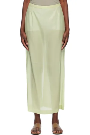 Auralee Green Foil Printed Silk Lawn Maxi Skirt