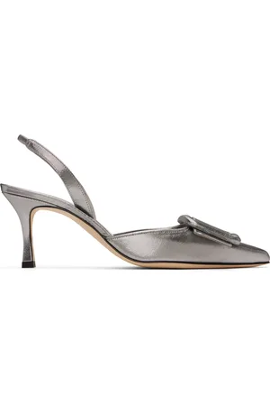 Manolo Blahnik Silver Maysli Heels