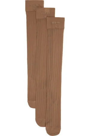 Shushu/Tong Three-Pack Tan Knitted Mid-Calf Socks