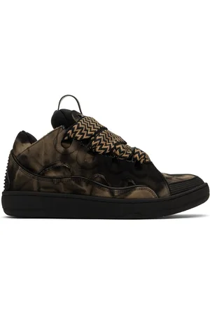 Lanvin Black & Brown Curb Washed Denim Sneakers