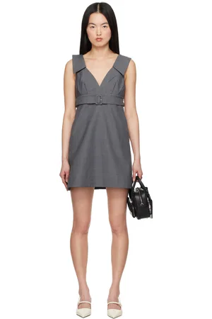 Shushu/Tong Gray A-Line Lapel Minidress
