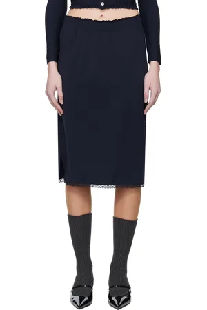 Shushu/Tong Navy Stretch Midi Skirt