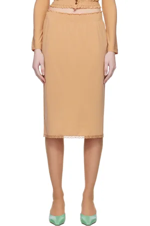 Shushu/Tong Beige Stretch Midi Skirt
