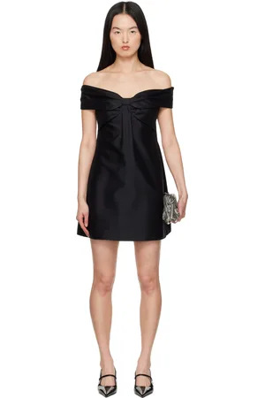 Shushu/Tong Black Bow Off Shoulder Minidress