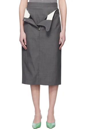 Shushu/Tong Gray Double Layer Midi Skirt Set