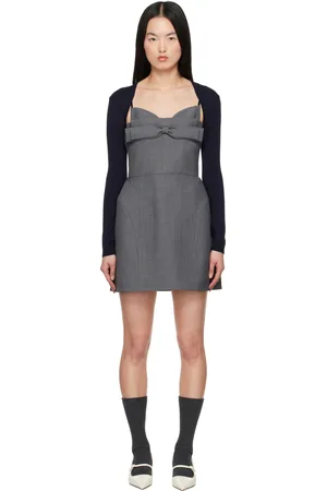 Shushu/Tong Gray Double Bow Sling Minidress