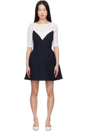 Shushu/Tong Navy Patchwork Pleated Collar Minidress