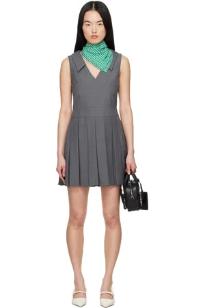 Shushu/Tong Gray Lapel Pleated Minidress