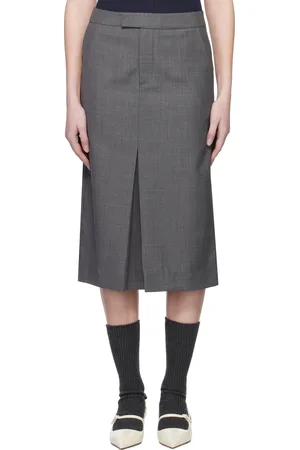 Shushu/Tong Gray Front-Slit Straight Midi Skirt