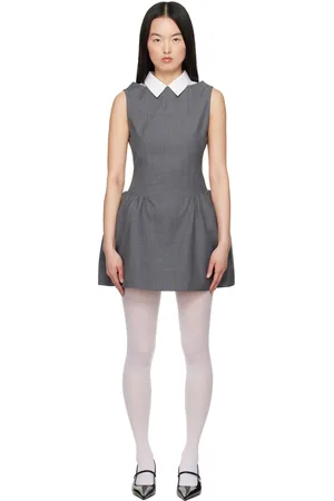 Shushu/Tong Gray Shirtneck Patchwork Sleeveless Minidress