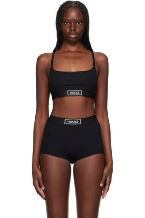 VERSACE Black Bio Cotton Rib Bra