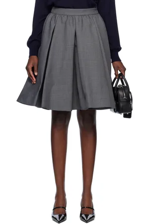 Shushu/Tong Gray Silhouette Pleated Midi Skirt