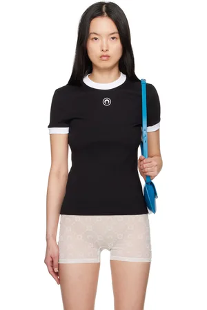 Marine Serre Black Moon Logo Jersey Fitted T-Shirt