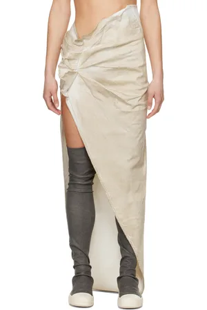 Rick Owens Beige Hollywood Soft Edfu Denim Maxi Skirt